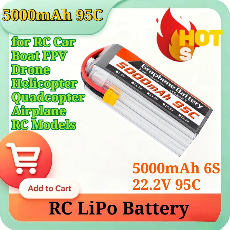 Batterie Lipo en graphène 5000 - 6S Lipo Battery 22.2V 5000Mah avis et prix